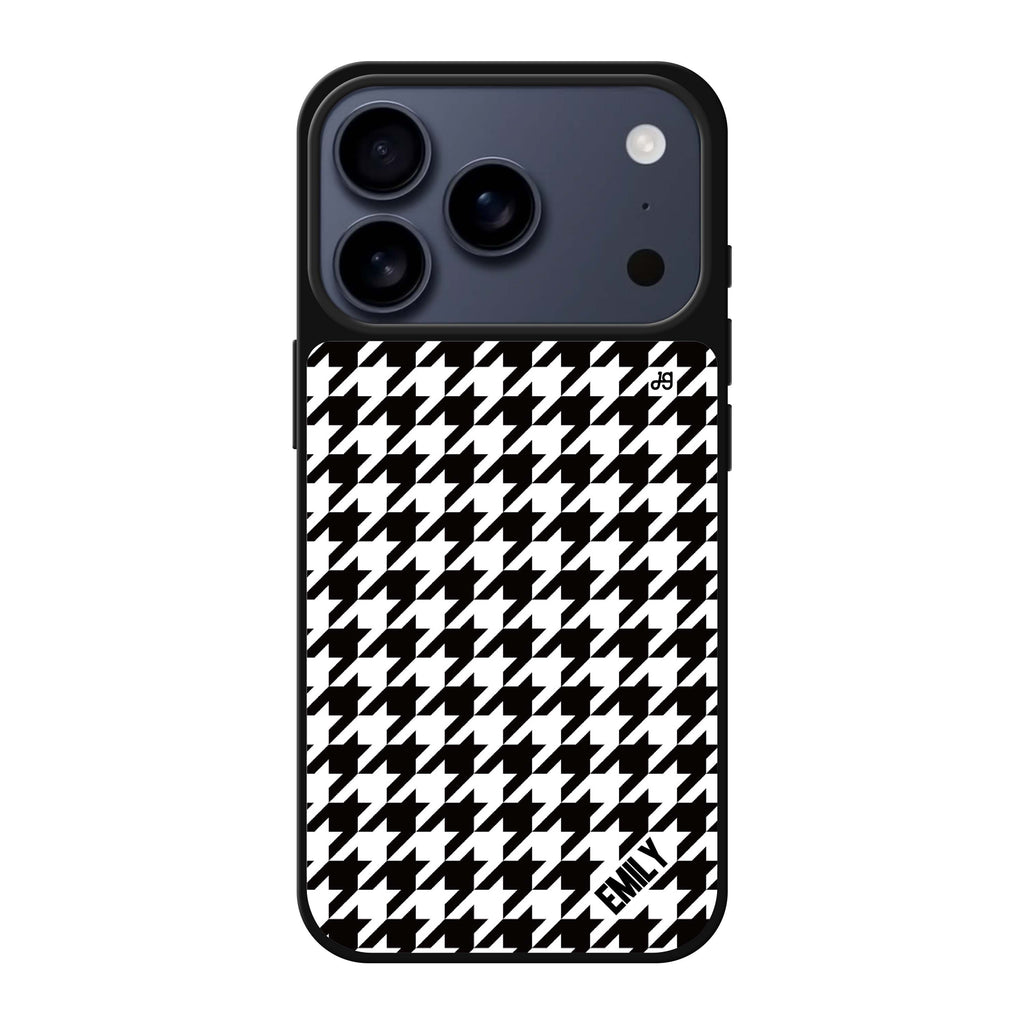 Houndstooth personalized name pattern iPhone 17 Pro Max mirror case