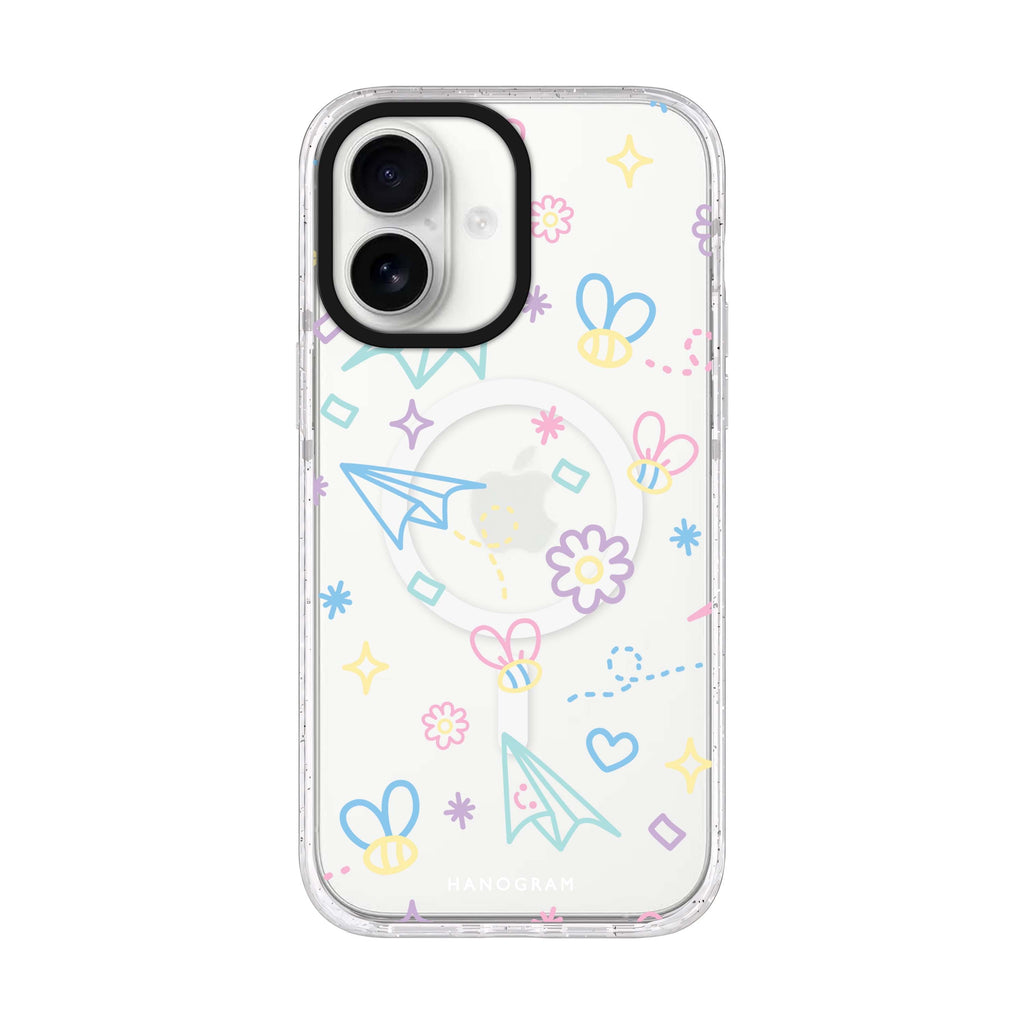 Playful Patterns iPhone 17 ultra clear MagSafe case, front product view