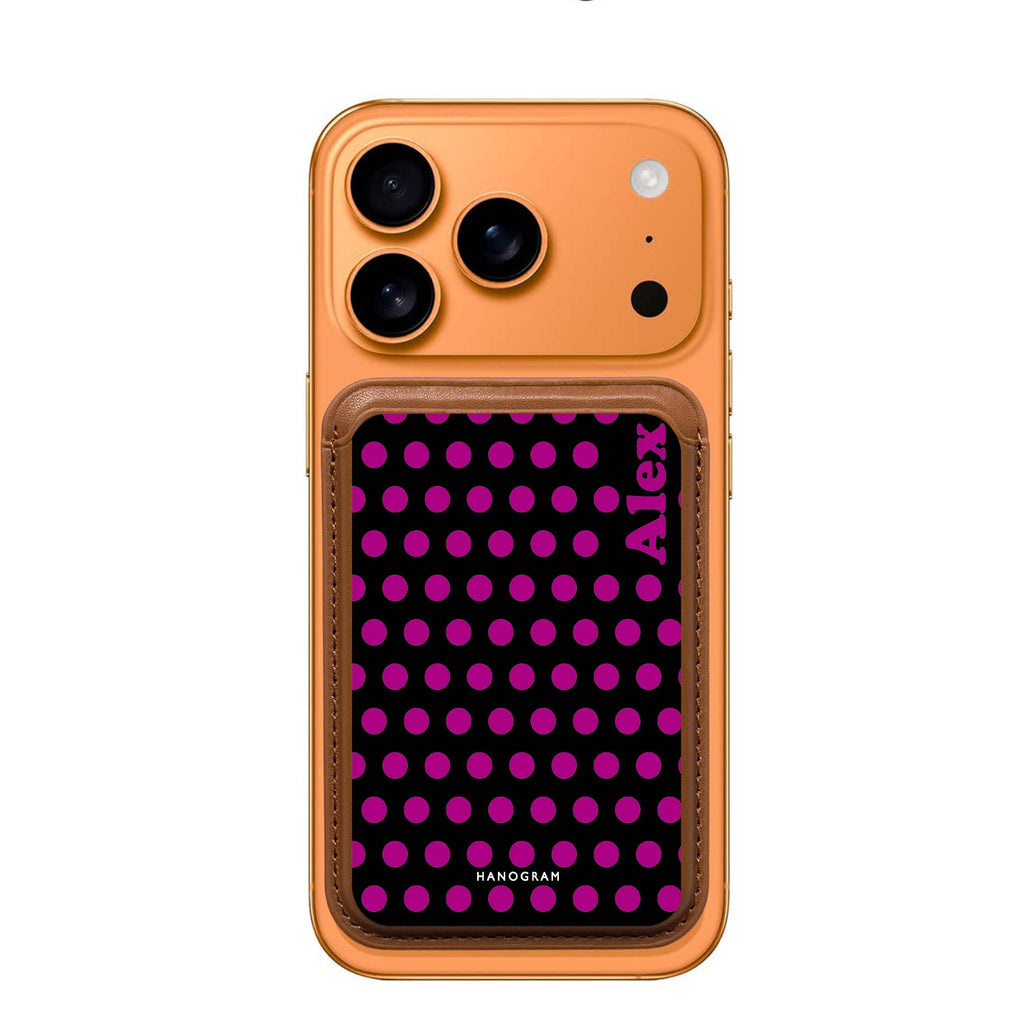Wave Dots custom name MagSafe wallet for iPhone, personalized magnetic card holder, main view