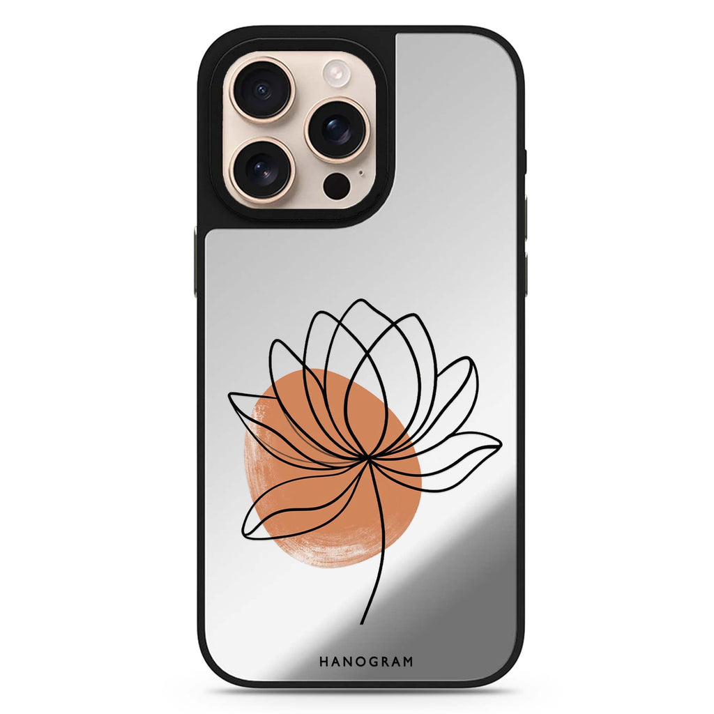 Terracotta Lotus Line iPhone Mirror Case – design view 1