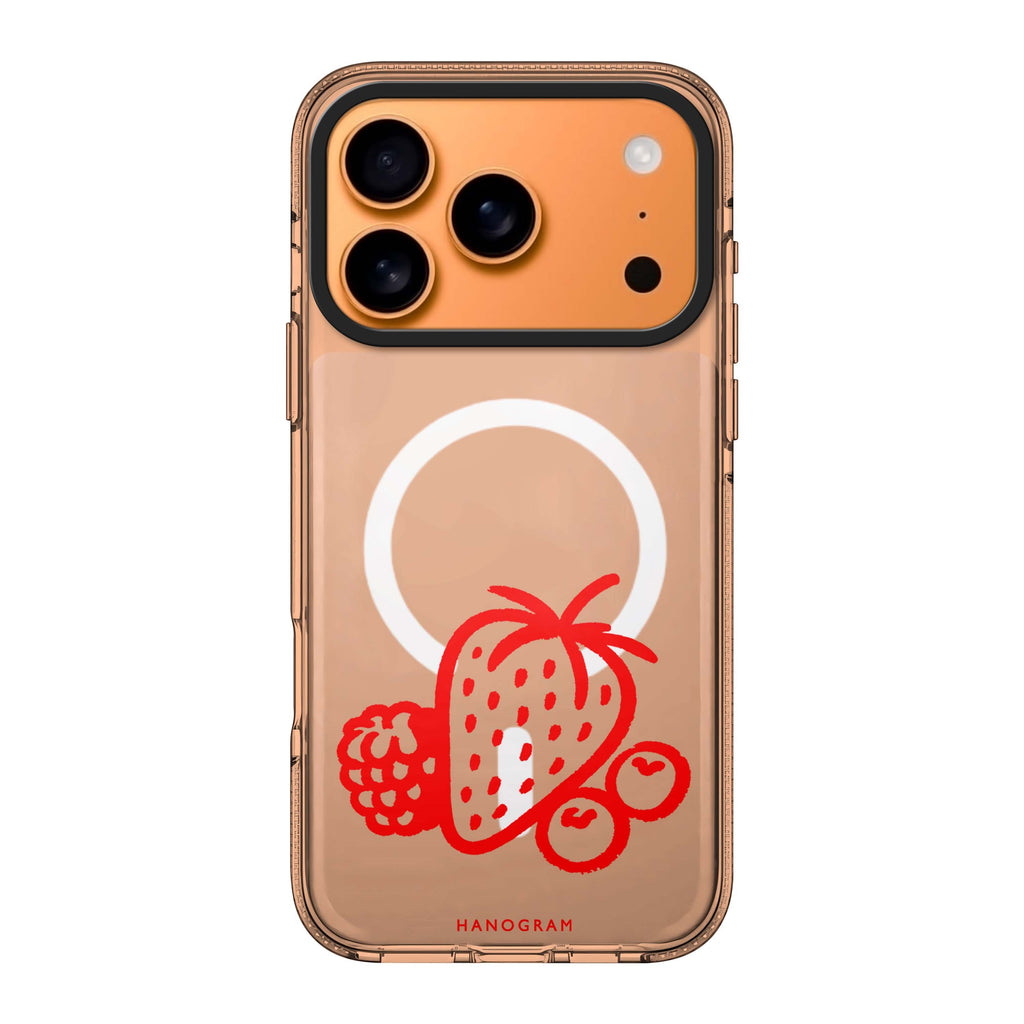 Berry Red Doodles iPhone 17 Pro Max Ultra Clear Case - Image 1