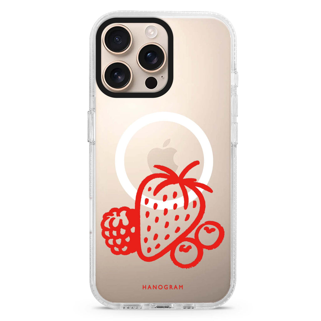 Berry Red Doodles MagSafe Compatible Ultra Clear Case for iPhone 16 Pro Max - main view