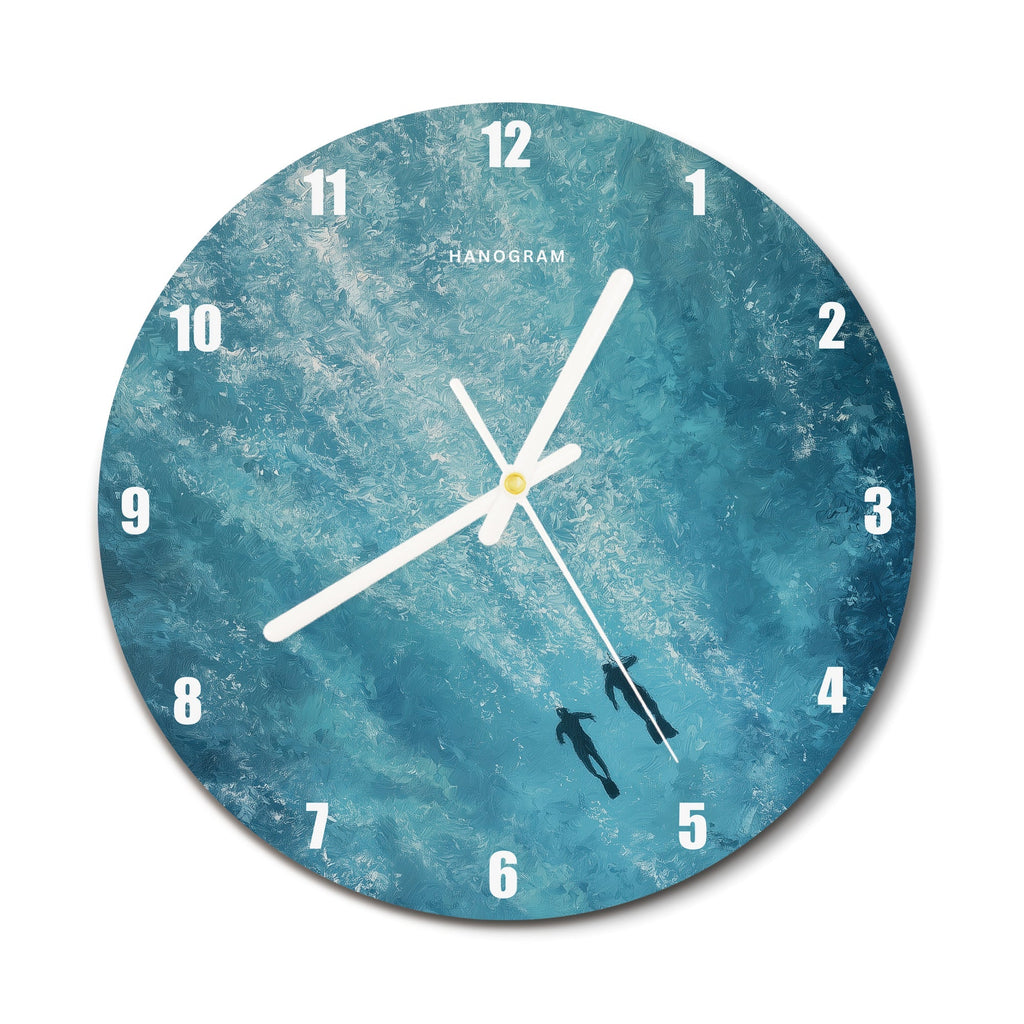 Aqua Depth premium glass wall clock, modern abstract home decor clock, main view