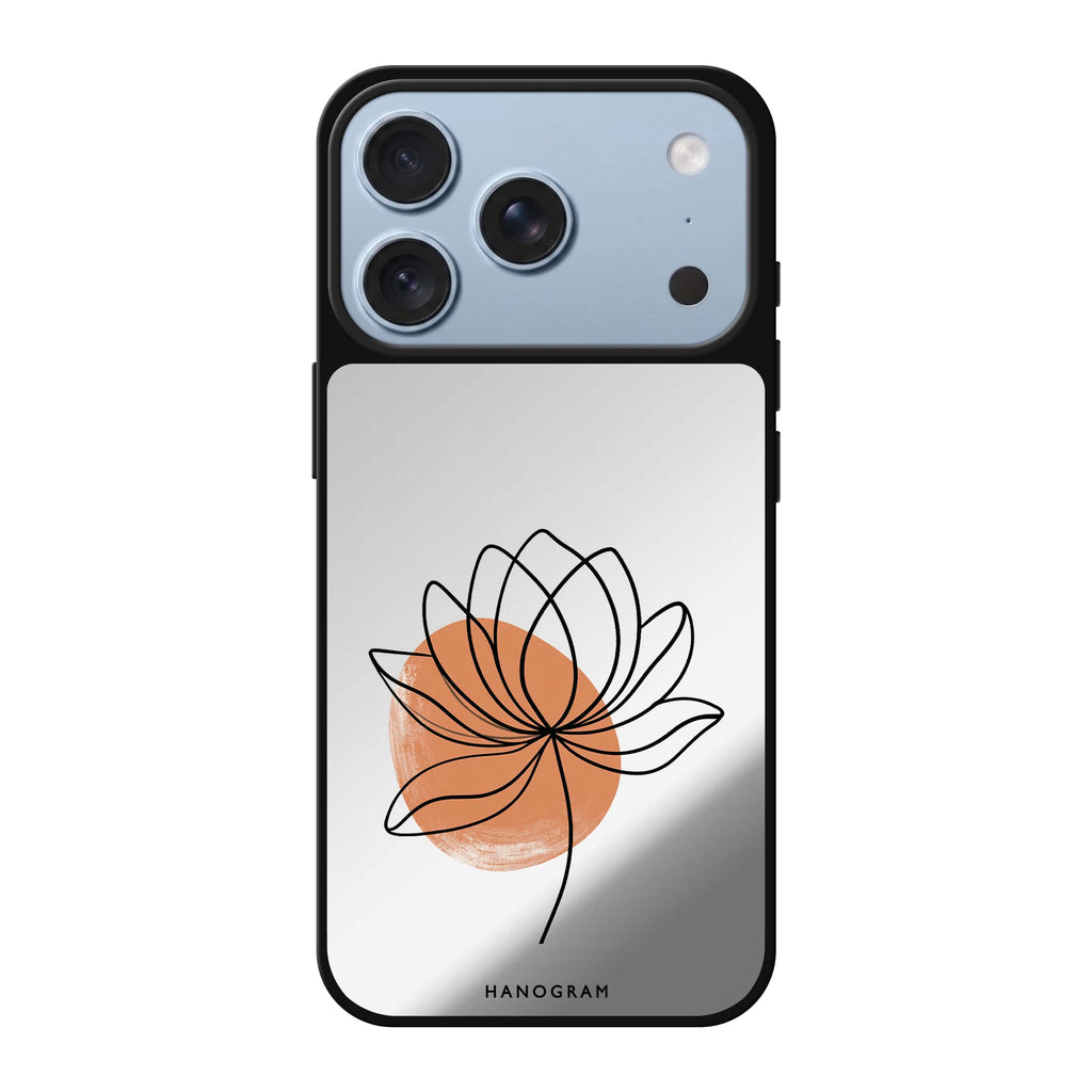 Terracotta Lotus Line iPhone 18 Pro Max Mirror Case - design view 1