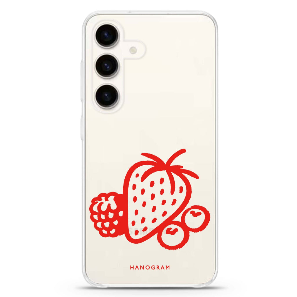 Berry Red Doodles Samsung Galaxy Ultra Clear Case — front view