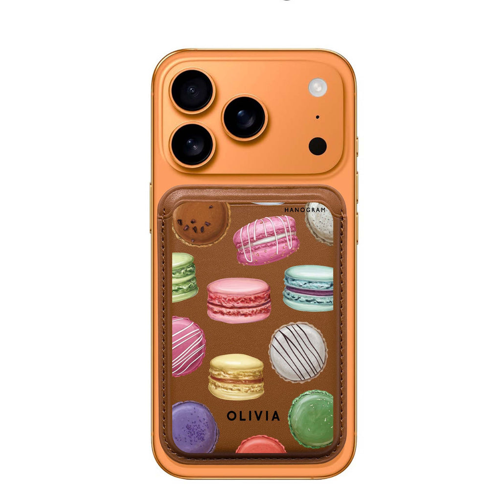 Macarons Land custom name MagSafe wallet for iPhone, personalized magnetic card holder, main view