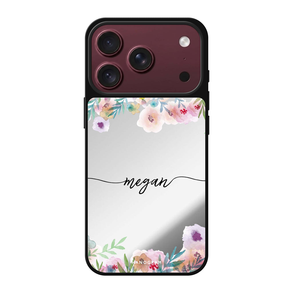 Art of Floral personalized name spring flower abstract floral iPhone 18 Pro Max mirror case