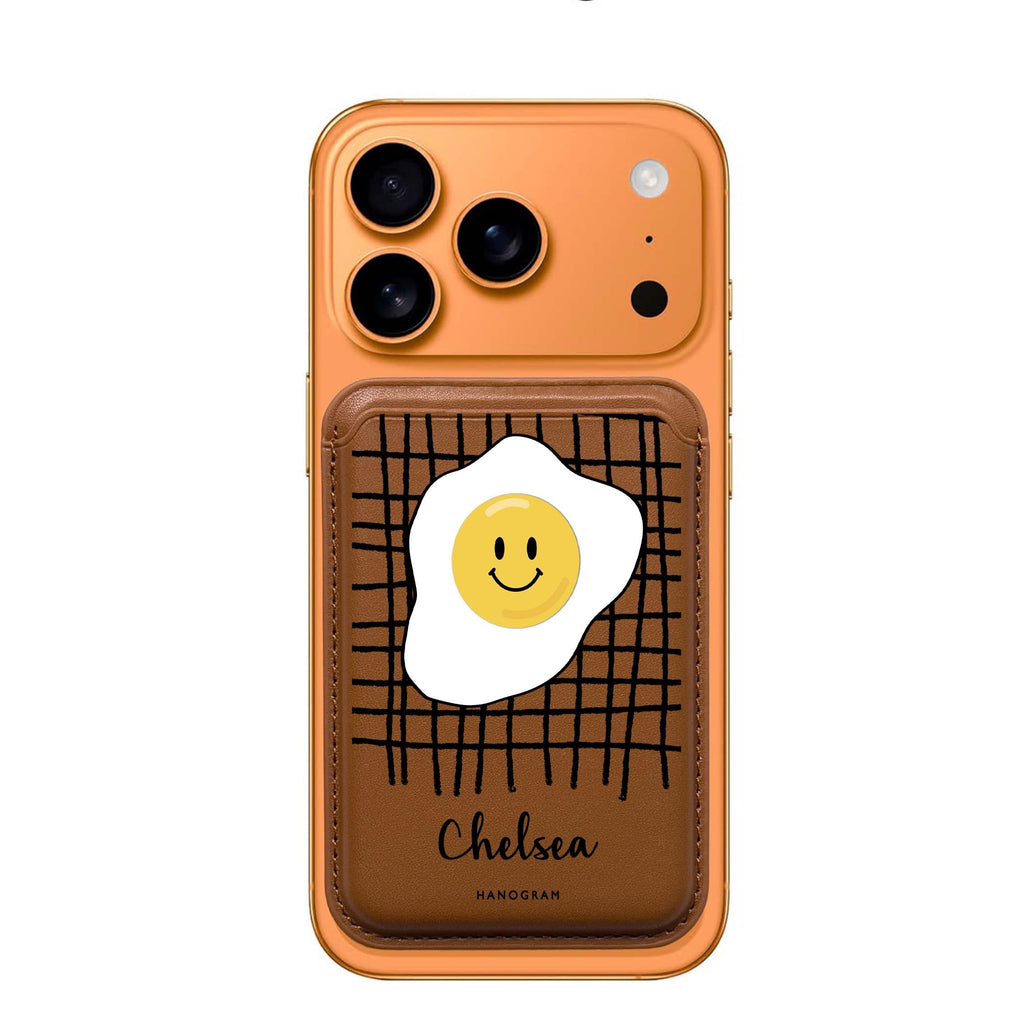 Funny Egg custom name MagSafe wallet for iPhone, personalized magnetic card holder, main view