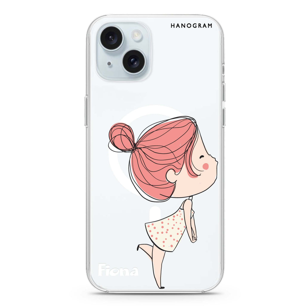 Cute girl kissing iPhone 15 Plus MagSafe Compatible Ultra Clear Case