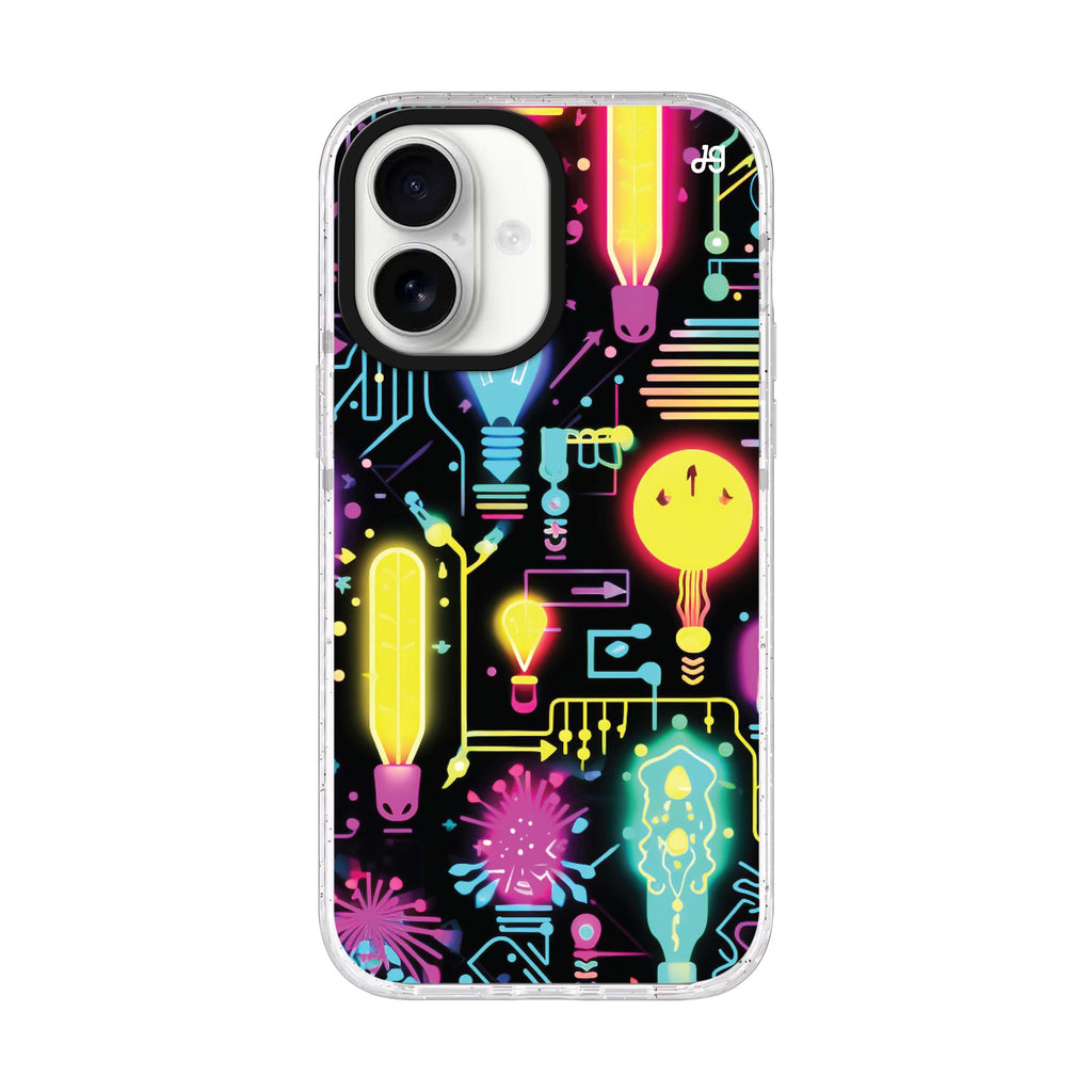 Neon Cascade iPhone 17 ultra clear MagSafe case, front product view