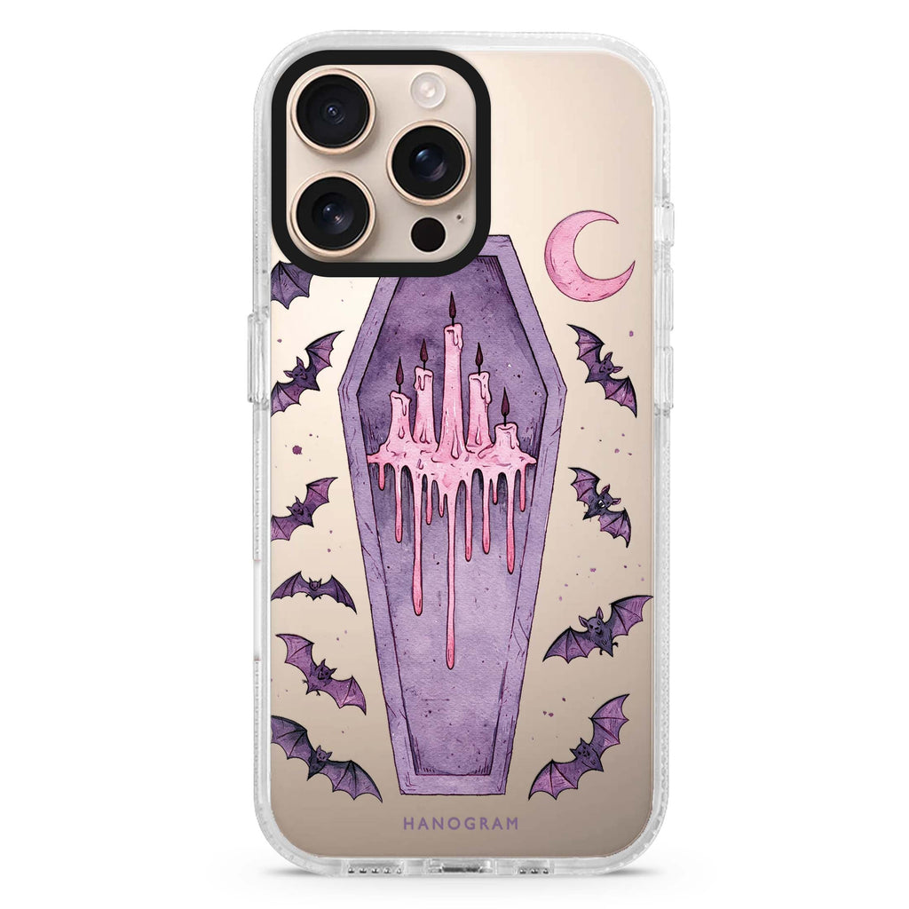 Lavender Candle Crypt iPhone 16 Pro Max Ultra Clear Case - front view