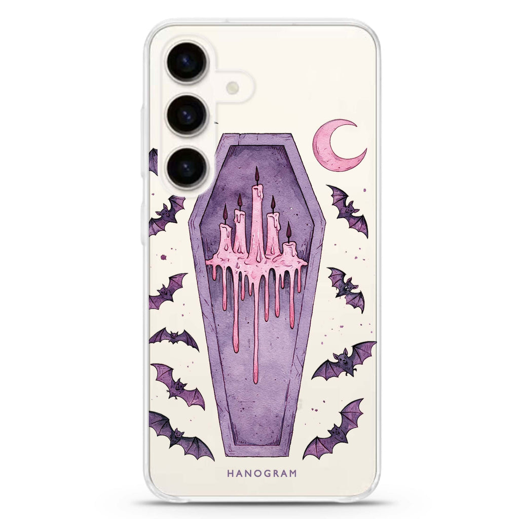 Lavender Candle Crypt Samsung Galaxy Ultra Clear Case — front view