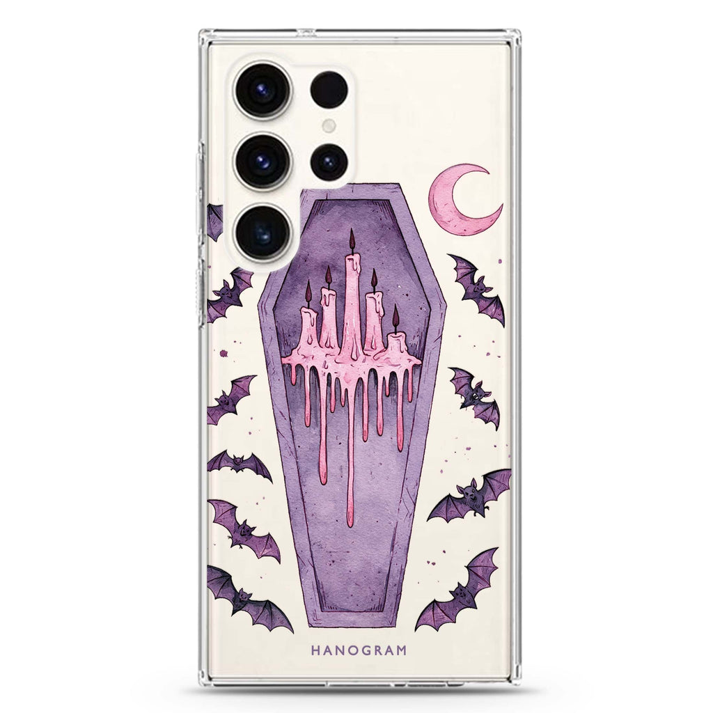 Lavender Candle Crypt Samsung Galaxy Ultra Clear Case — front view