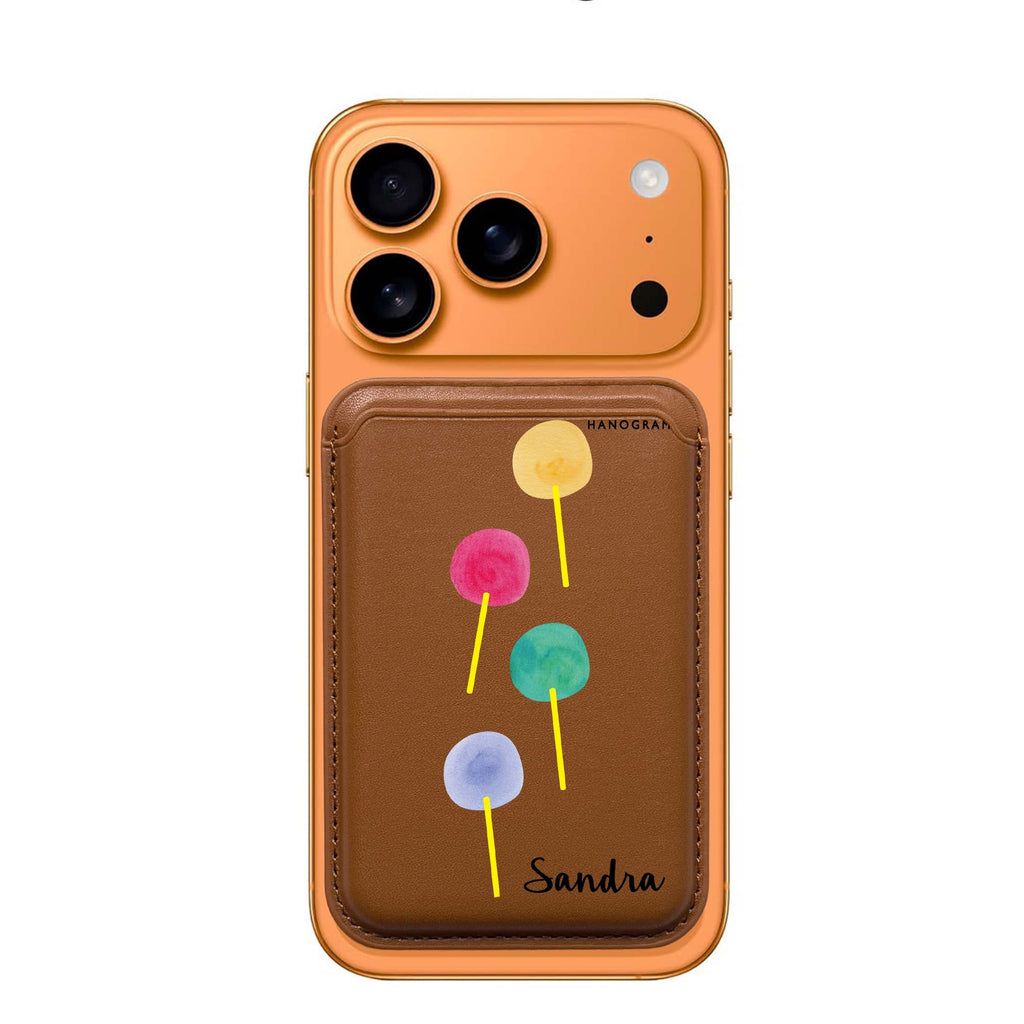 Colorful Candy I custom name MagSafe wallet for iPhone, personalized magnetic card holder, main view