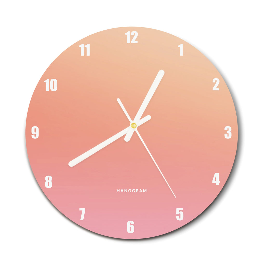 Blush Fade premium glass wall clock, colorful home decor clock, main view