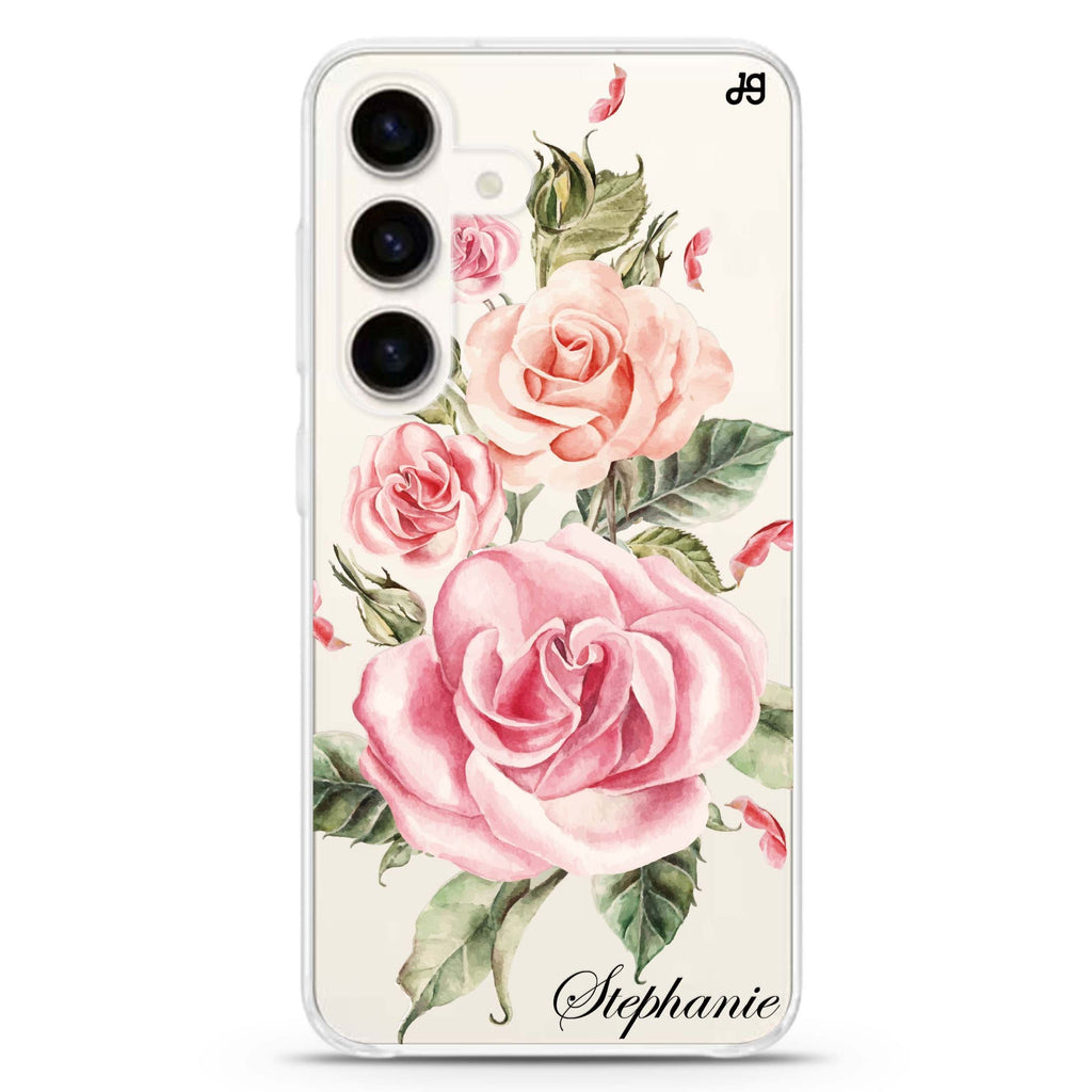 Pink Watercolor Floral Samsung Galaxy Ultra Clear Case