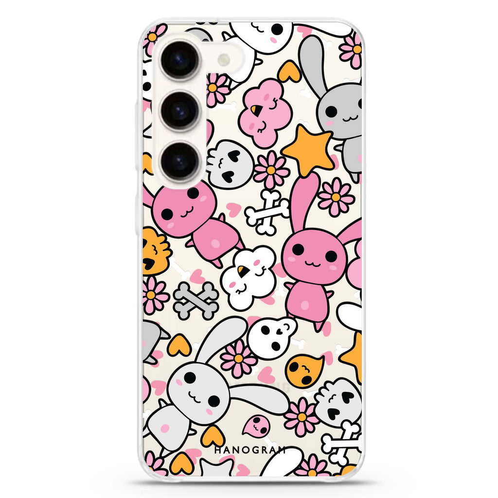 Bunny Doodles Galaxy S22+ Ultra Clear Case