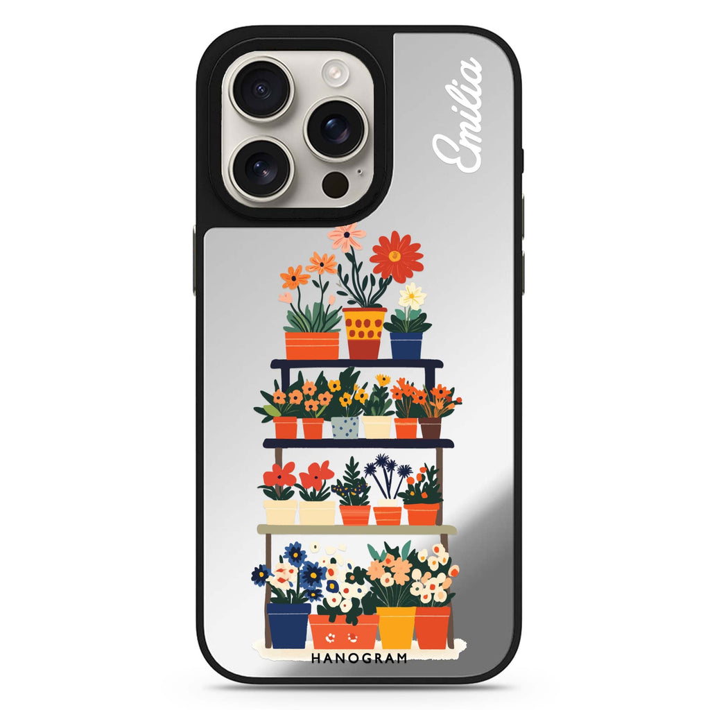 Flora Stack personalized name MagSafe mirror case for iPhone 16/15/14 Pro Max and Pro, main view