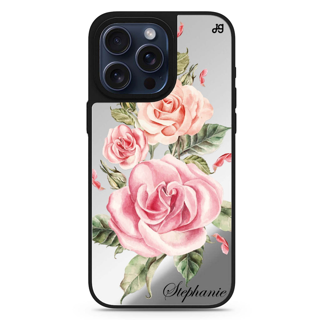 Pink Watercolor Floral MagSafe compatible mirror case for iPhone 16/15/14 Pro Max and Pro, main view