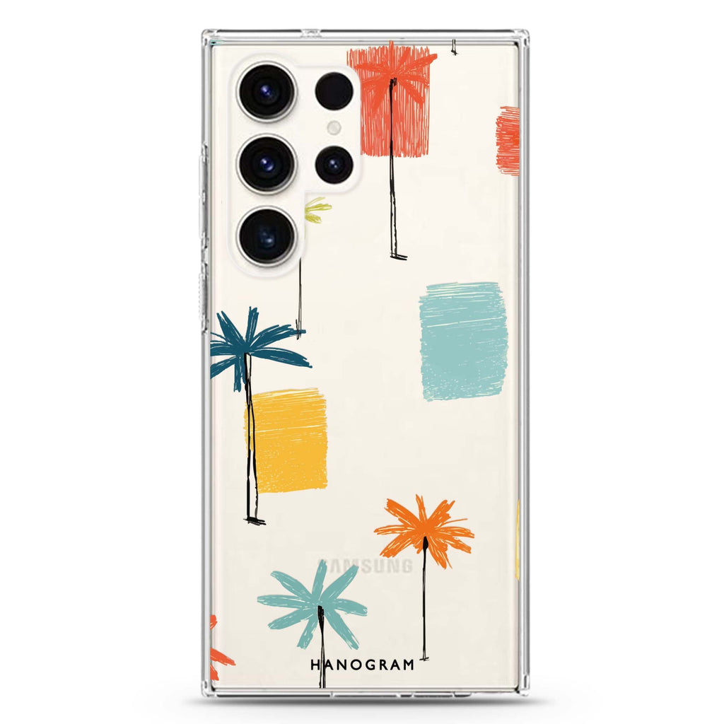 Tropic Scribble Samsung Galaxy S26/S25/S24/S23/S22 Ultra ultra clear case, transparent design, main view