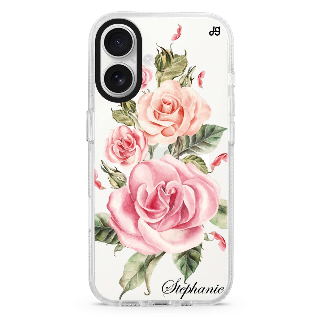 Pink Watercolor Floral MagSafe Compatible iPhone 16 Ultra Clear Case - Personalized and Stylish Protection