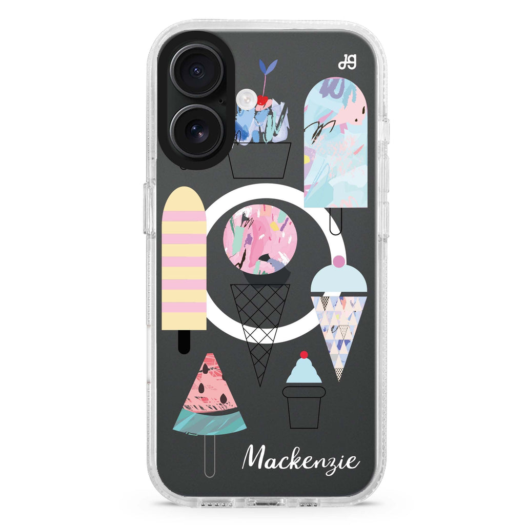 Artistic Ice cream II MagSafe Compatible iPhone 16 Ultra Clear Case - Personalized and Stylish Protection