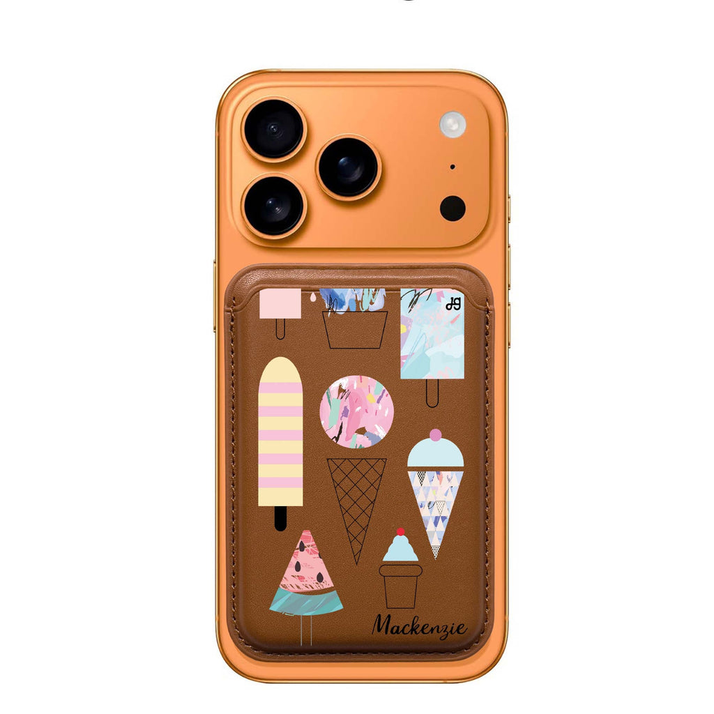 Artistic Ice Cream II custom name MagSafe wallet for iPhone, personalized magnetic card holder, main view