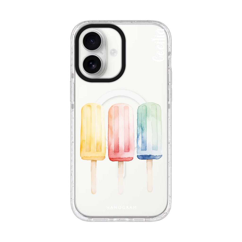 Popsicle Passion personalized name iPhone 17 ultra clear MagSafe case, front product view