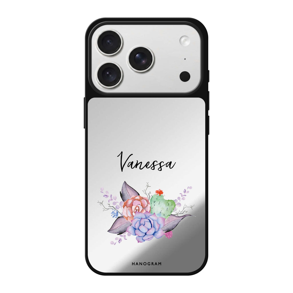 SECRET OF THREE personalized name typography iPhone 18 Pro Max mirror case