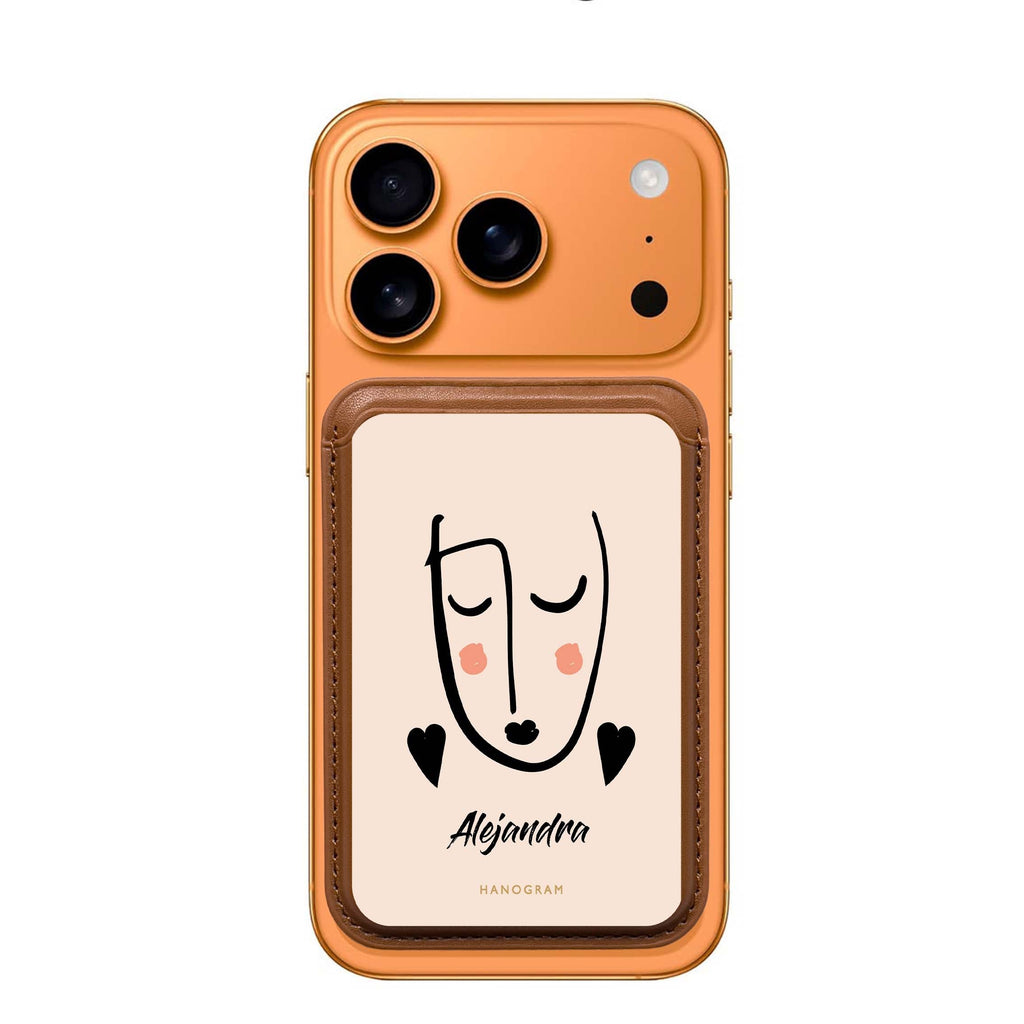 Lovely Face custom name MagSafe wallet for iPhone, personalized magnetic card holder, main view