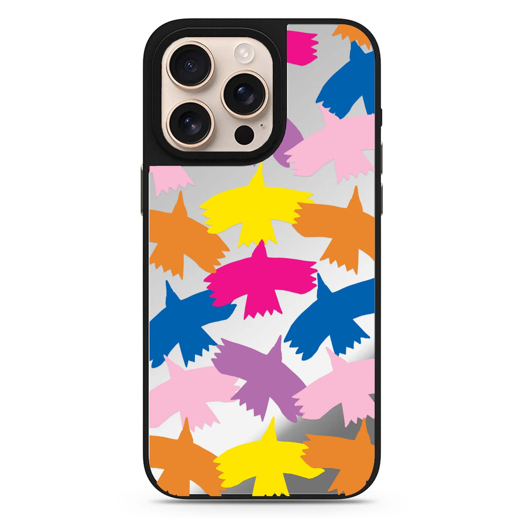 Colourful Birds animal design iPhone 16/15/14 Pro Max & Pro mirror case