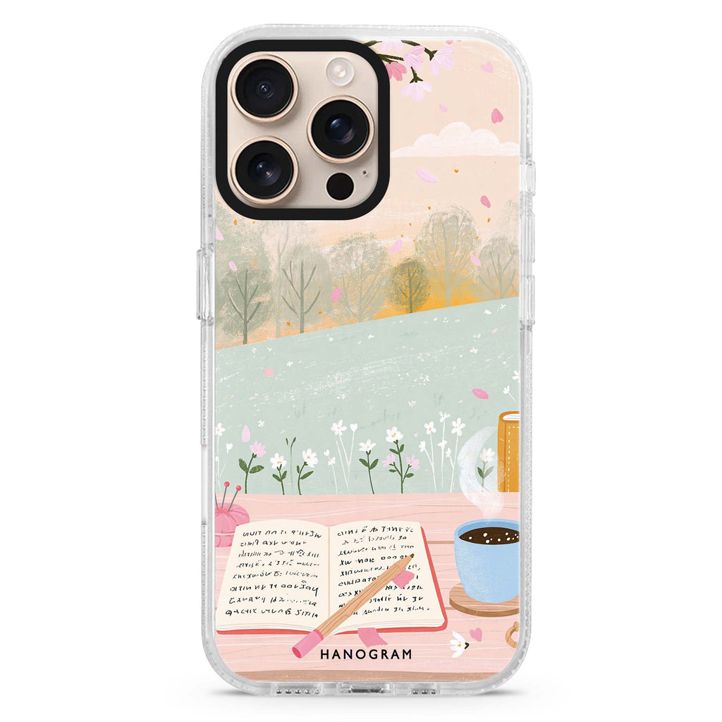 Pages by the Spring Window iPhone 16 Pro Max Ultra Clear Case - front view