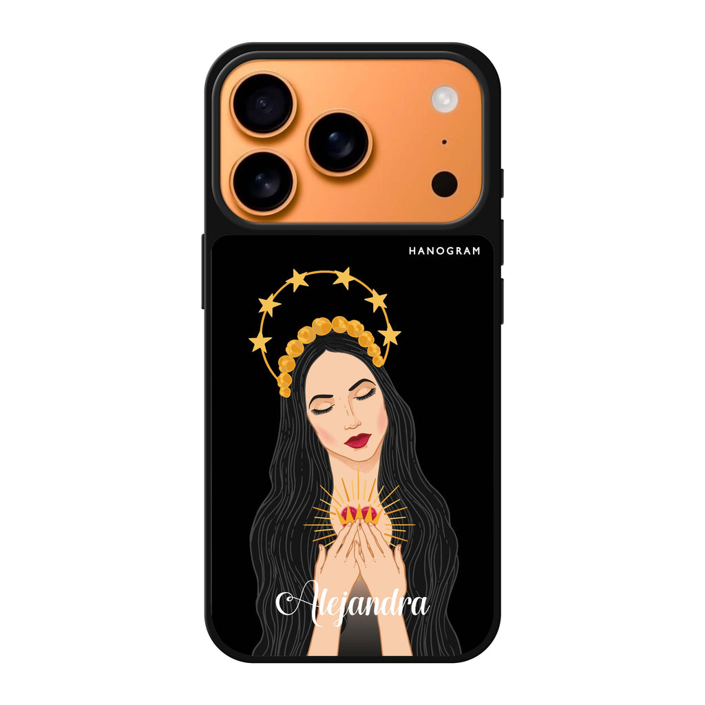 The Virgin Mary personalized name portrait iPhone 17 Pro Max mirror case