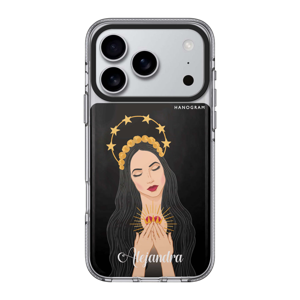 The Virgin Mary personalized name portrait iPhone 17 Pro Max ultra clear case