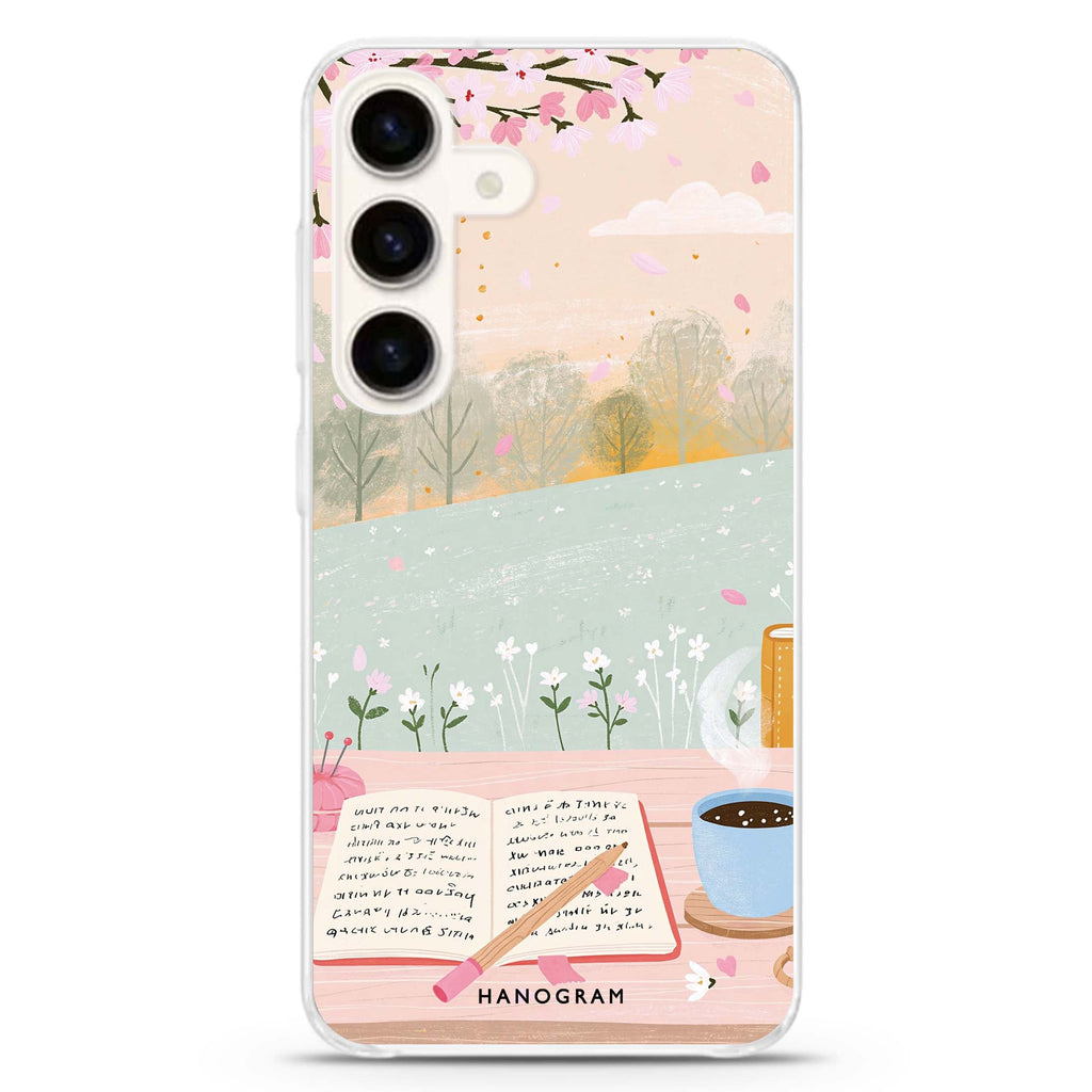 Pages by the Spring Window Samsung Galaxy Ultra Clear Case — front view