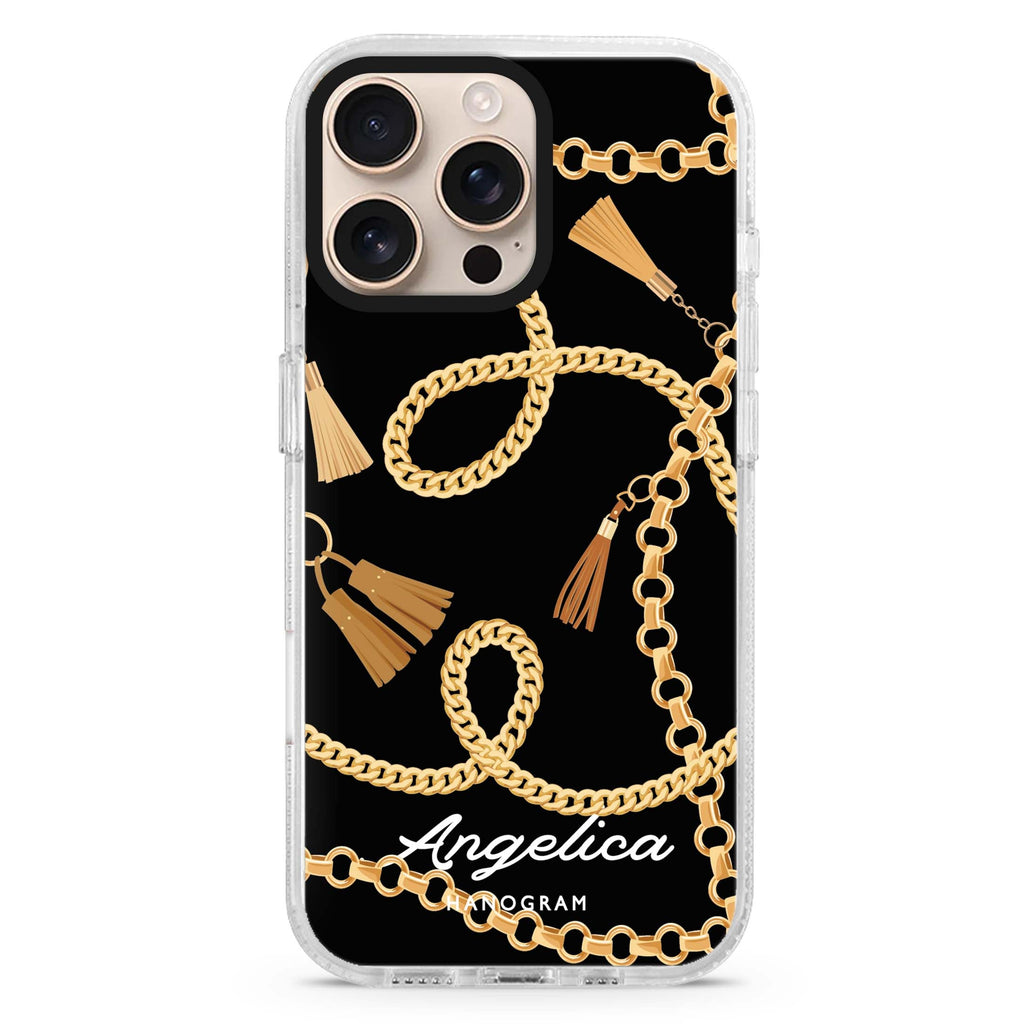 Belt and Chain I MagSafe Compatible iPhone 16 Pro Ultra Clear Case - Personalized and Stylish Protection