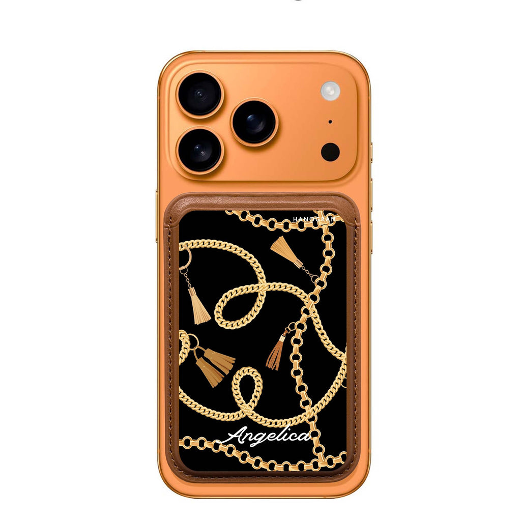 Belt and Chain I custom name MagSafe wallet for iPhone, personalized magnetic card holder, main view