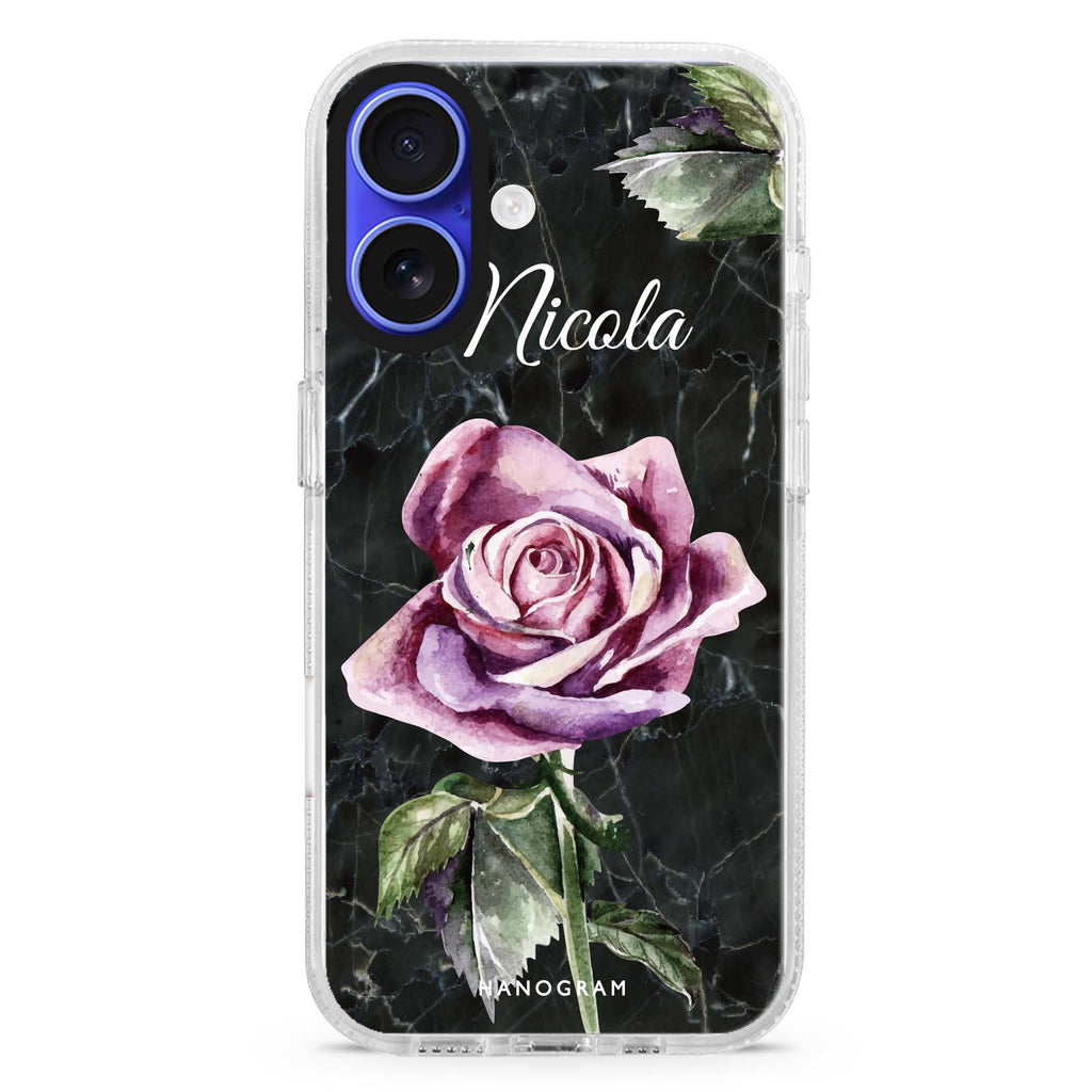 Black Marble Rose MagSafe Compatible iPhone 16 Ultra Clear Case - Personalized and Stylish Protection
