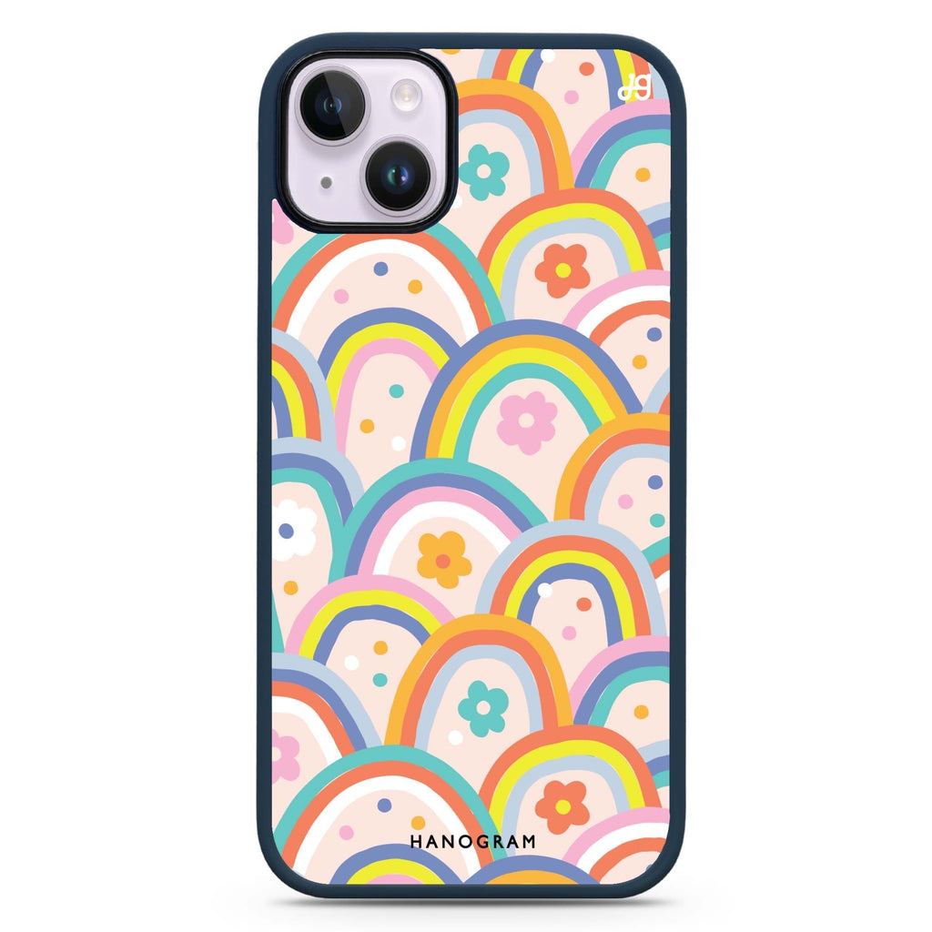 Colourful Rainbow Floral iPhone 15 Plus Impact Guard Bumper Case