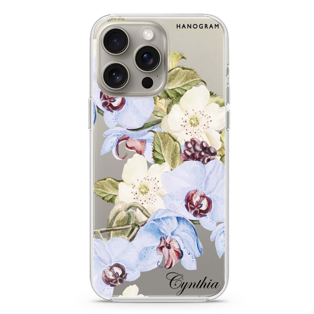 Light Blue Floral iPhone Ultra Clear Case