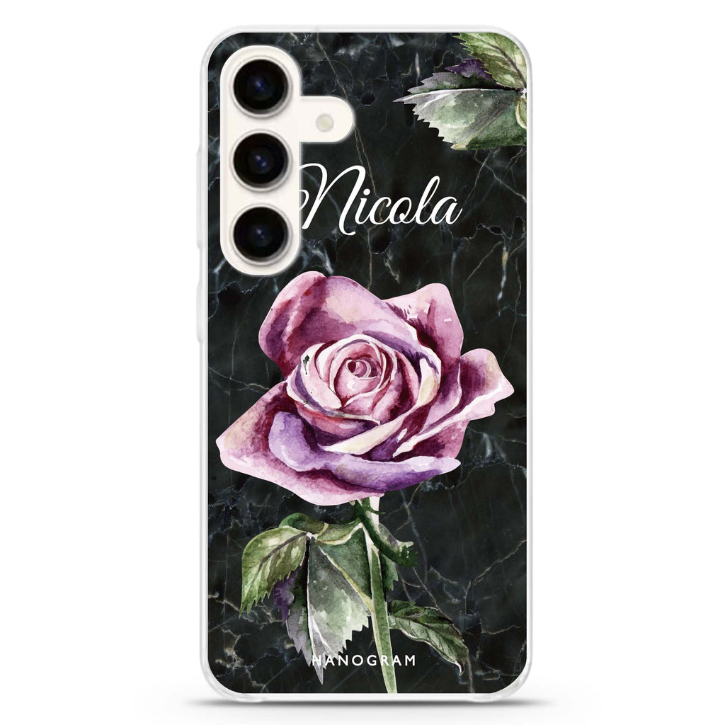 Black Marble Rose Samsung Galaxy Ultra Clear Case