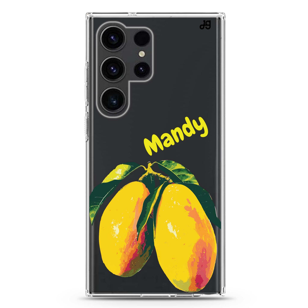 Mango Majesty personalized name Samsung Galaxy S26/S25/S24/S23/S22 Ultra ultra clear case, transparent design, main view