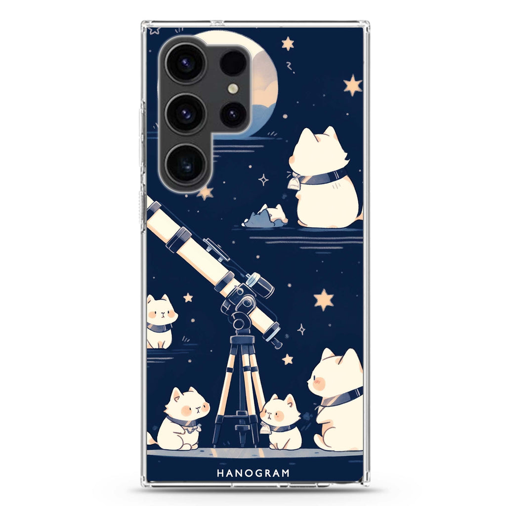 Stargazer Purr Samsung Galaxy S26/S25/S24/S23/S22 Ultra ultra clear case, transparent design, main view
