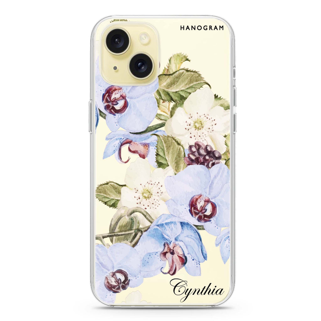 Light Blue Floral iPhone Ultra Clear Case