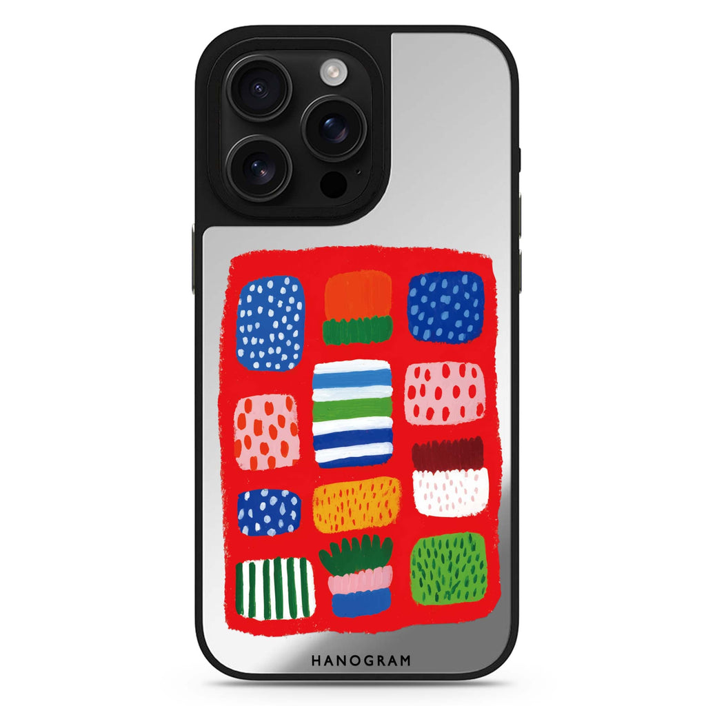 Tropical Candy Lines cute aesthetic design iPhone 16/15/14 Pro Max & Pro mirror case