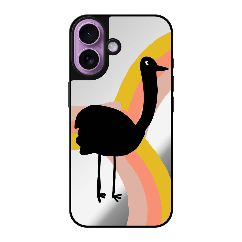 Reflective iPhone 16 Mirror Case –Rainbow Bird Design