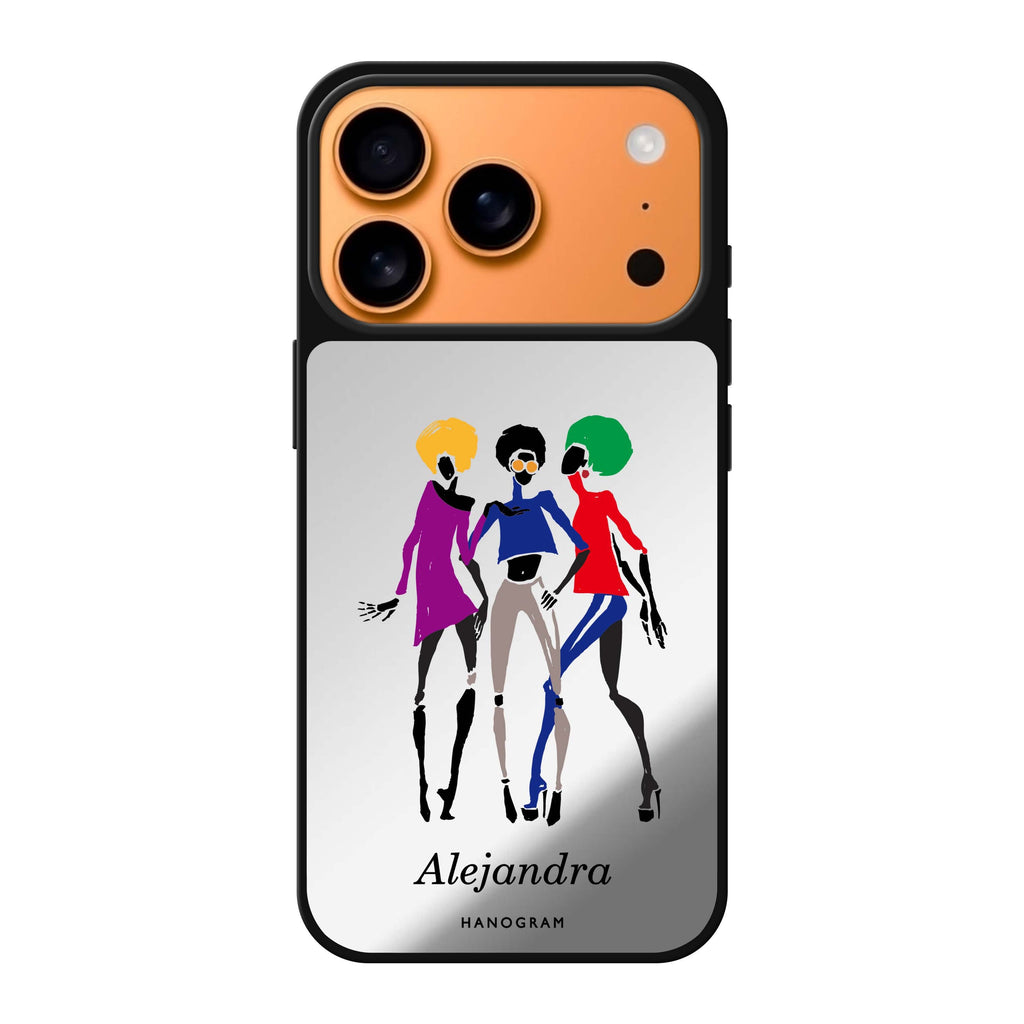 Artistic Girls personalized name portrait iPhone 17 Pro Max mirror case