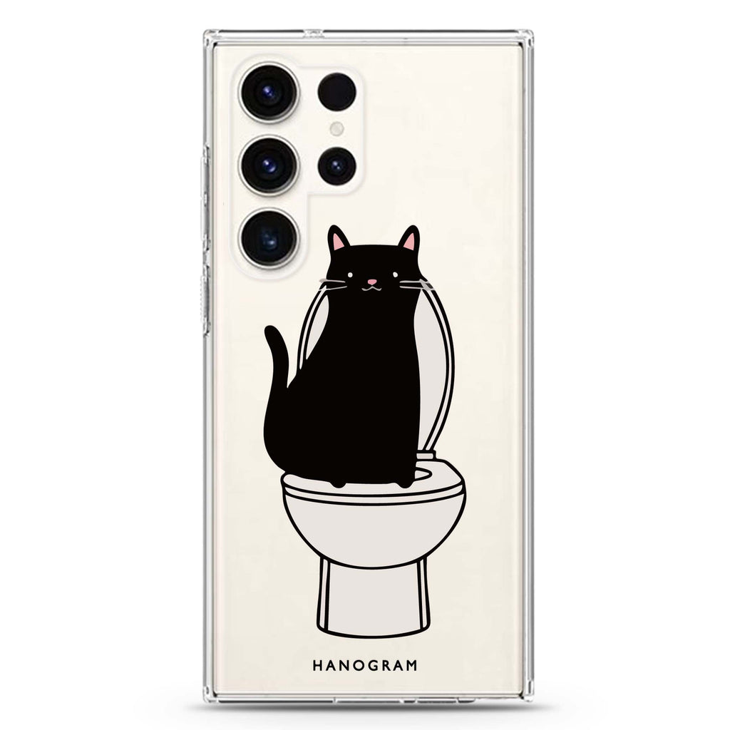Toilet Cat Samsung Galaxy S26/S25/S24/S23/S22 Ultra ultra clear case, transparent design, main view