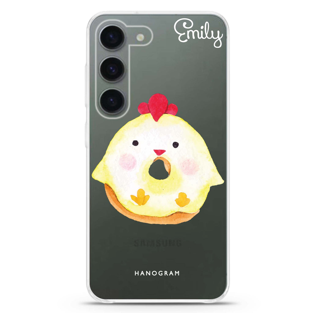 Sweet donut chick personalized ultra-clear case for Samsung Galaxy S23/S22, front view
