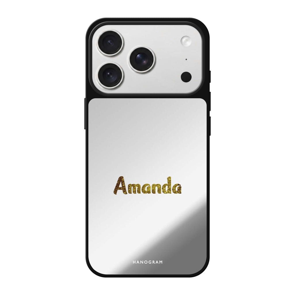 Glittering Gold personalized name gold sparkle iPhone 18 Pro Max mirror case